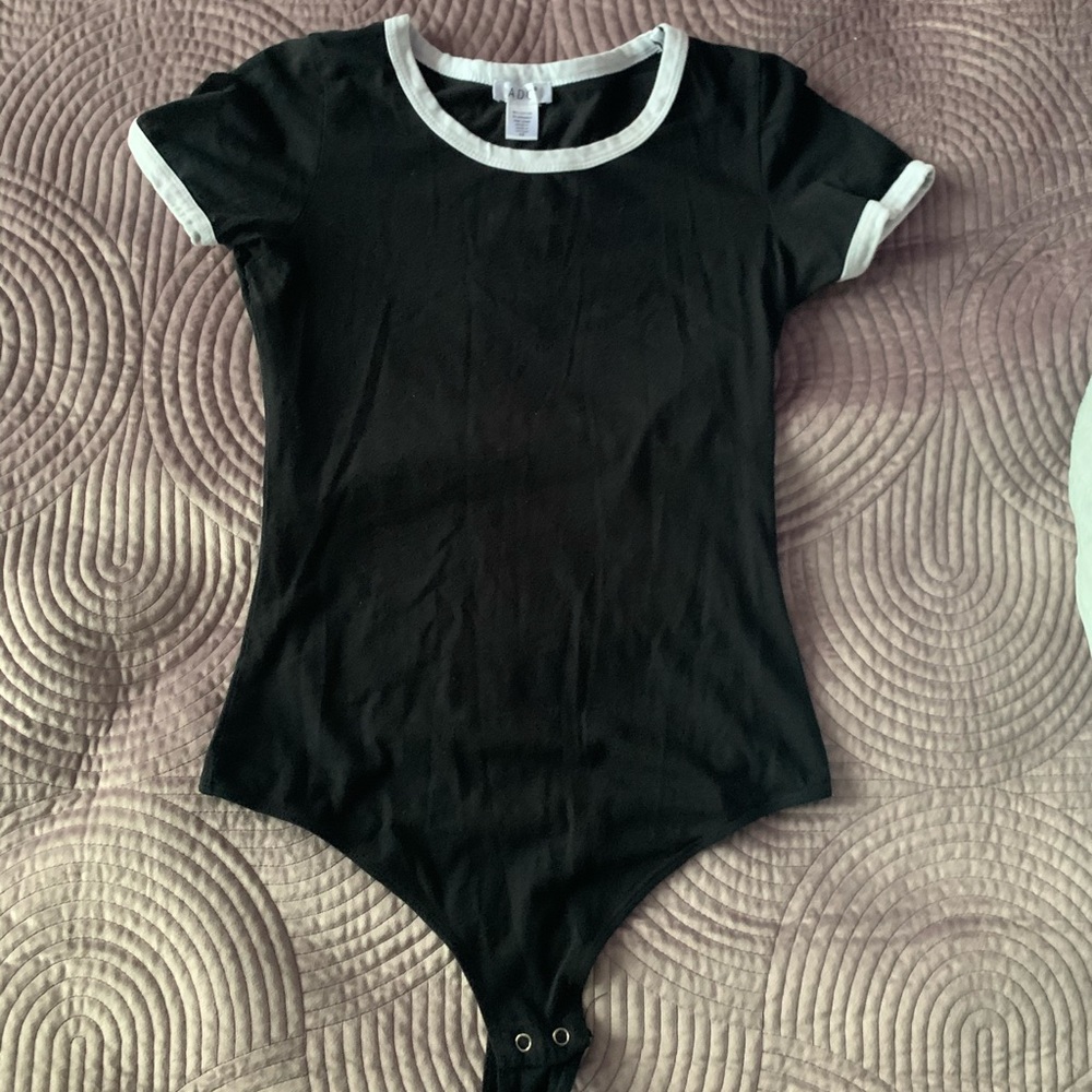 Black bodysuit with white collar
